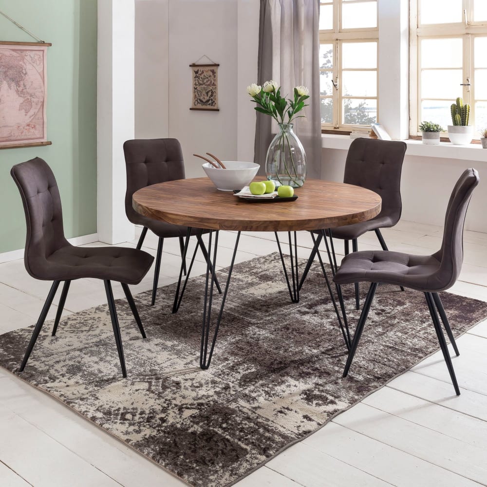 Finebuy Table De Salle À Manger Cuisine 120 Cm Bois Massif Petite Moderne Ronde