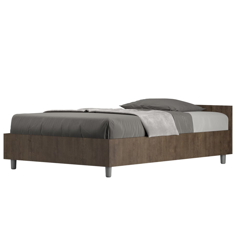 Lit 1 Place Et Demi Avec Sommier 120x190 Noyer Nuamo