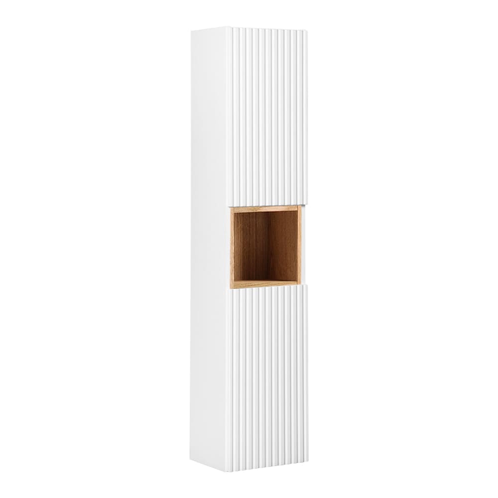 Colonne murale 2 portes 1 niche panneaux mélaminé et mdf blanc