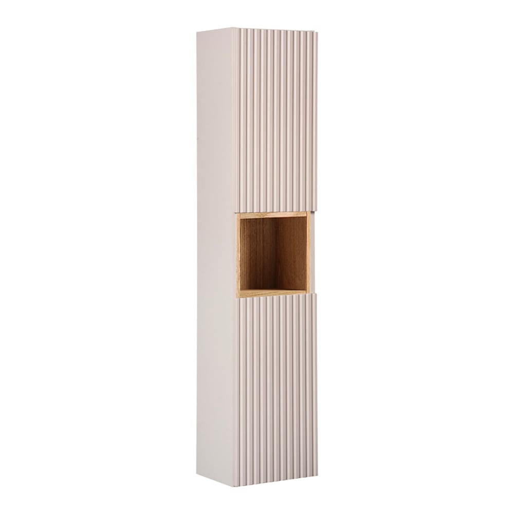 Colonne murale 2 portes 1 niche panneaux mélaminé et mdf beige