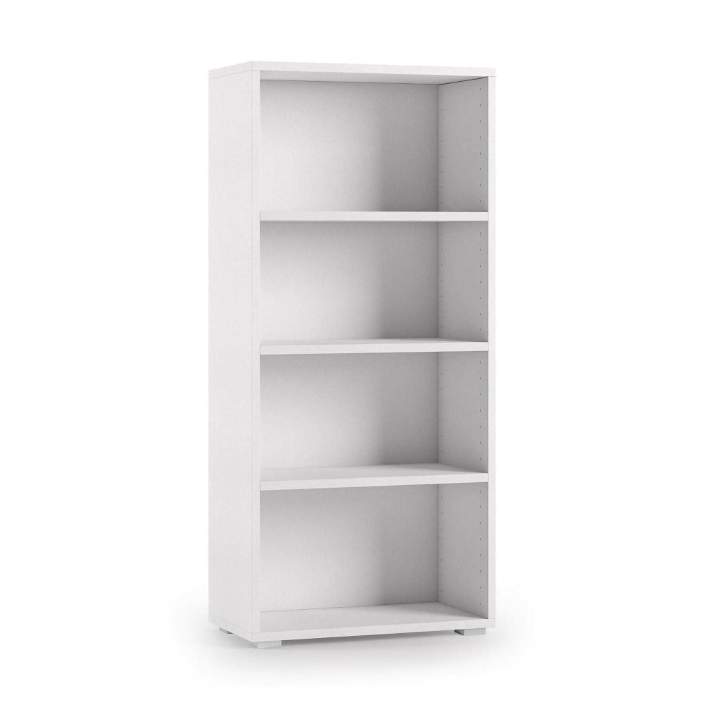 Bibliothèque, Effet Bois, Blanc, 60x30h130 Cm