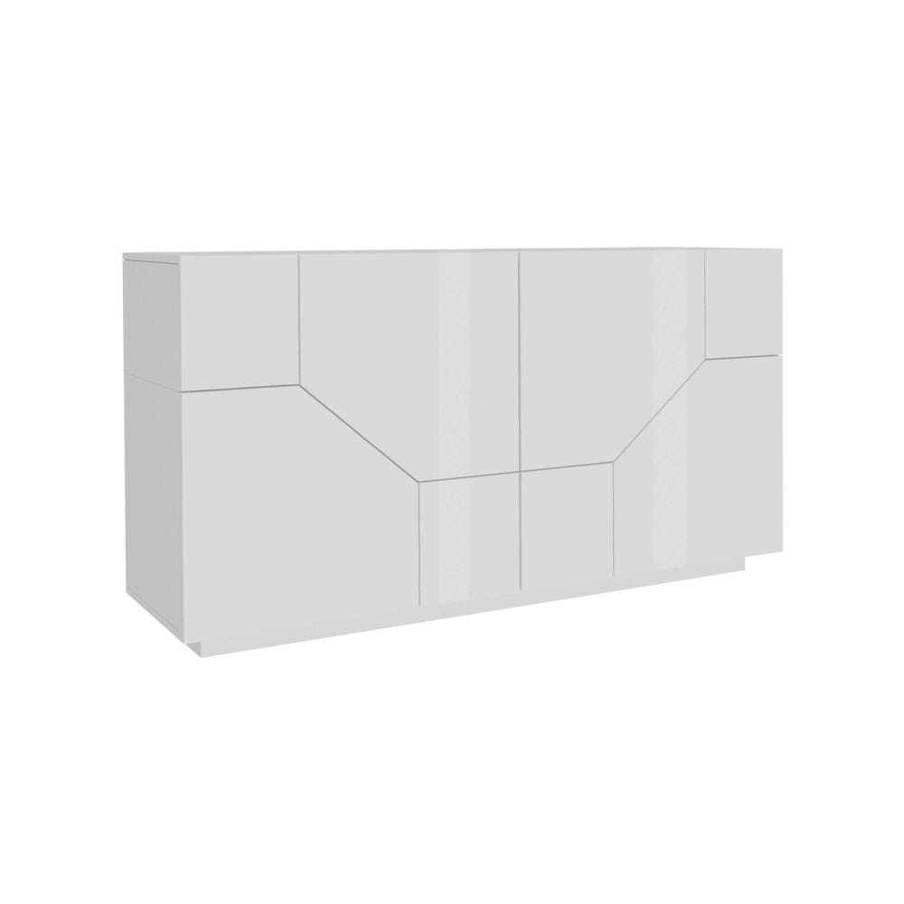 Buffet Ania, Buffet de cuisine 4 portes, Buffet de salon, 100% Made in Italy, 200x43h86 cm, Blanc brillant