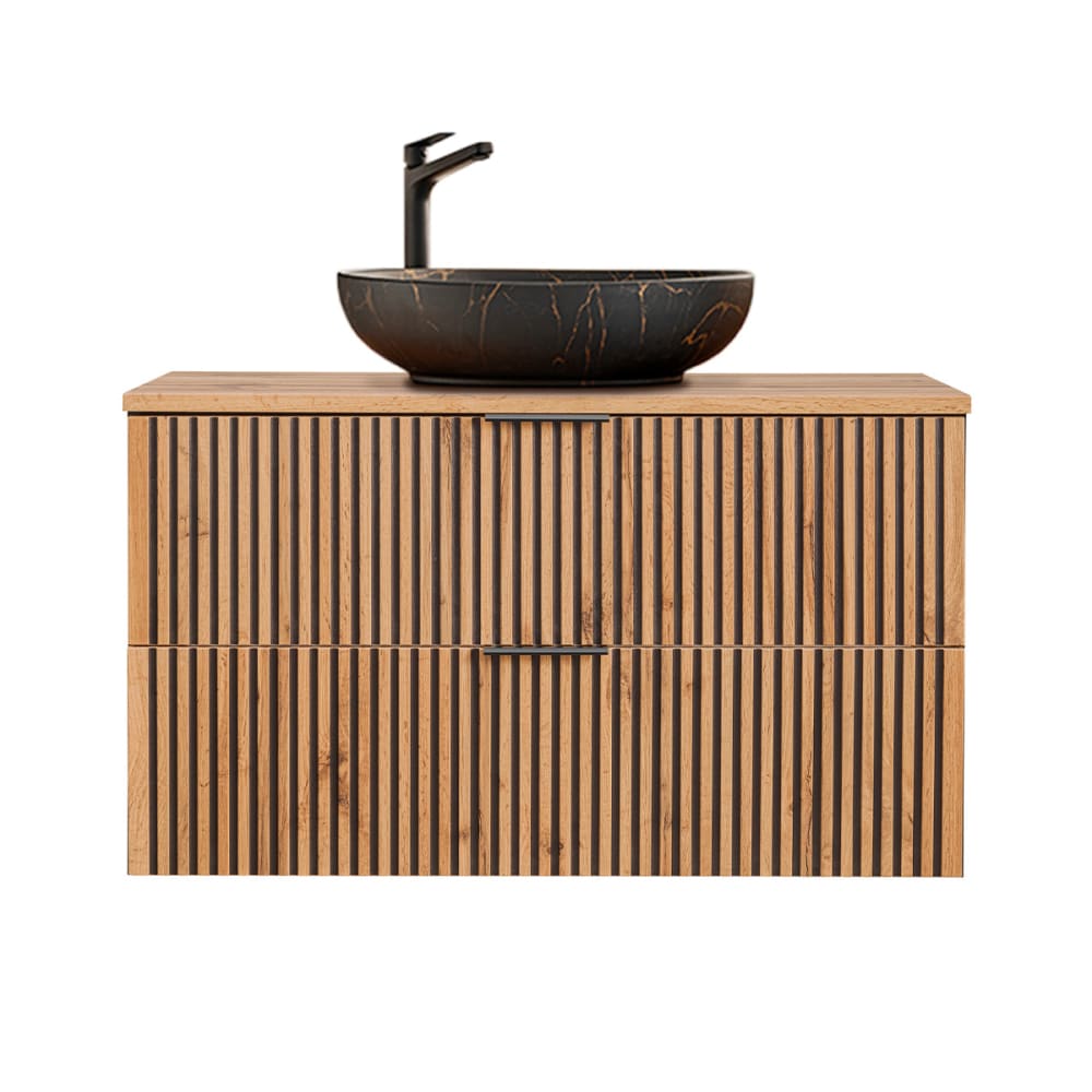 Meuble simple vasque 100cm bois panneaux mélaminé et mdf noir