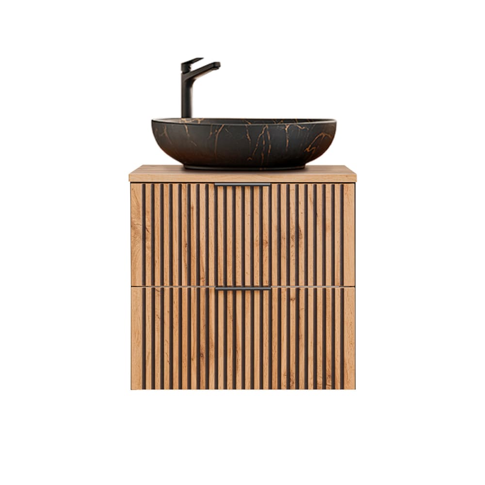 Meuble simple vasque 60cm bois panneaux mélaminé et mdf noir