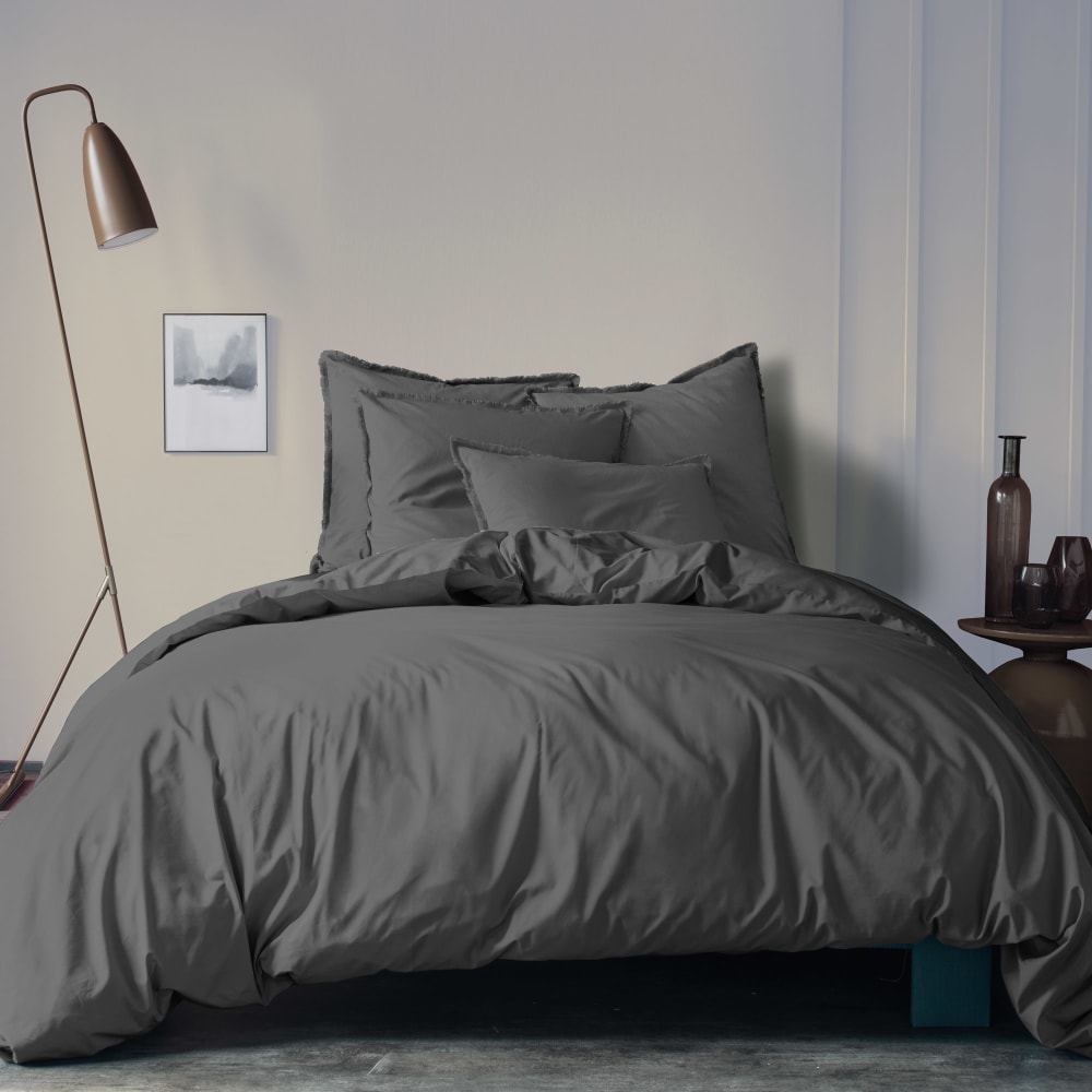 Housse De Couette Unie En Coton, Coton Lavé