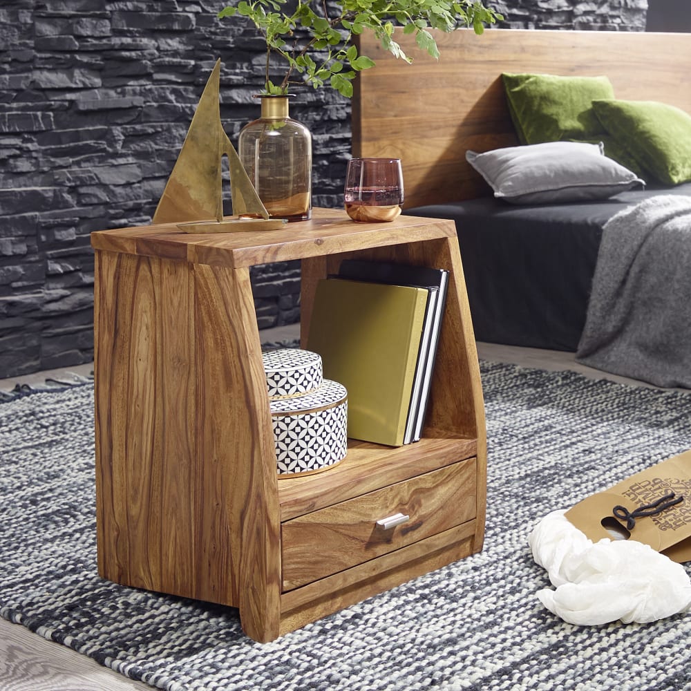 Finebuy Table De Chevet Bois Massif 45x53x40 Cm Table De Nuit Table D'appoint