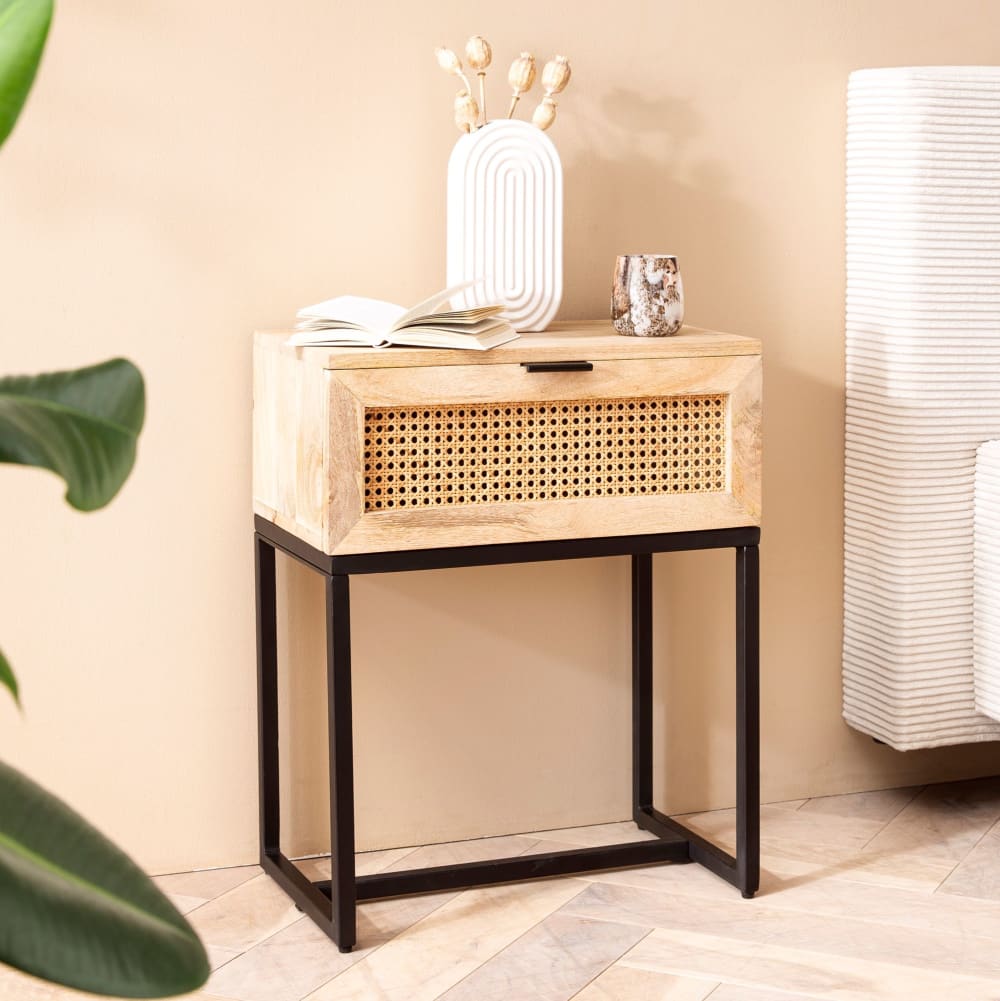 Finebuy Table De Chevet Bois Massif 50x60x30 Cm Table De Nuit D'appoint Haute