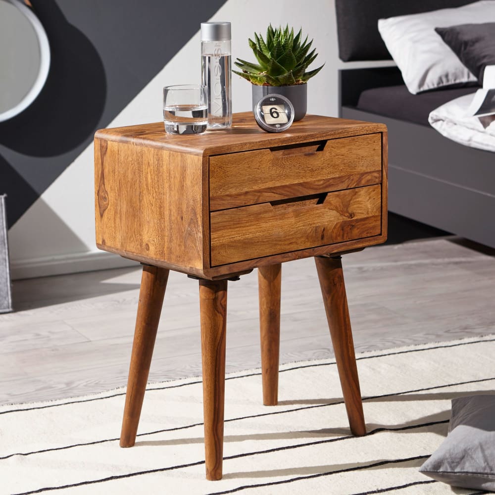 Finebuy Table De Chevet Bois Massif 47x66x36 Cm Table De Nuit Table D'appoint