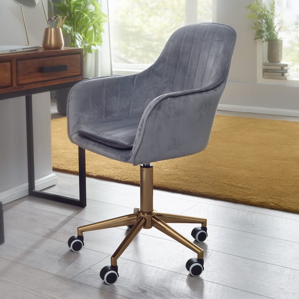 Finebuy Chaise De Bureau 85 - 105 Cm Velours Fauteuil Pivotant Chaise Coquille