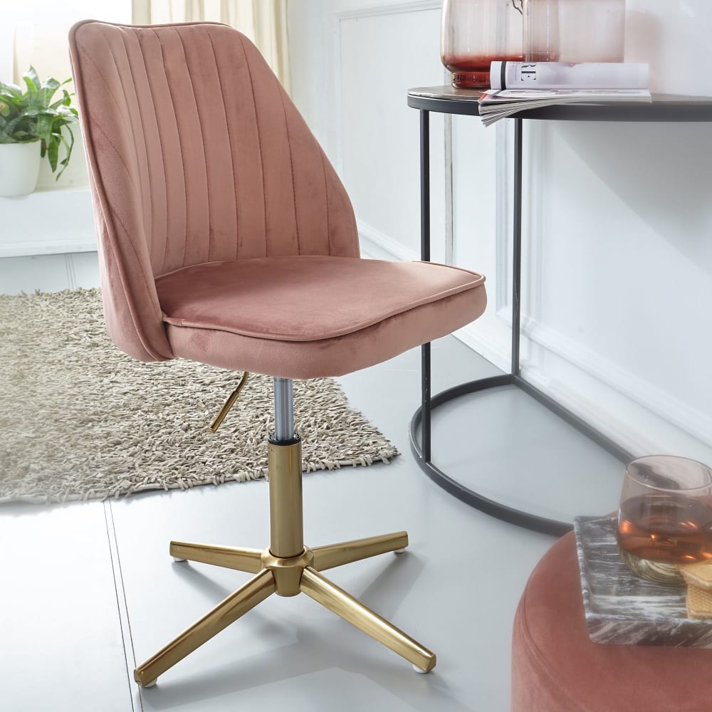 Finebuy Chaise De Bureau Velours Chaise Pivotante Avec Dossier