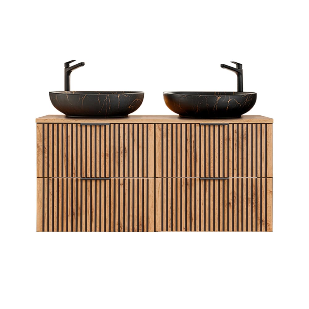 Meuble double vasque 120cm bois panneaux mélaminé et mdf noir