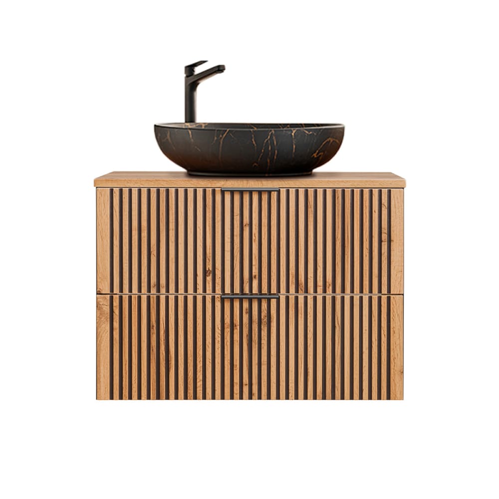Meuble simple vasque 80cm bois panneaux mélaminé et mdf noir