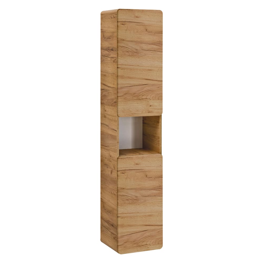 Colonne murale 2 portes 1 niche panneaux mélaminé et mdf marron