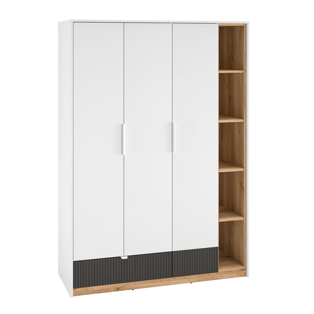 Armoire 3 portes 1 tiroir façade mdf blanc
