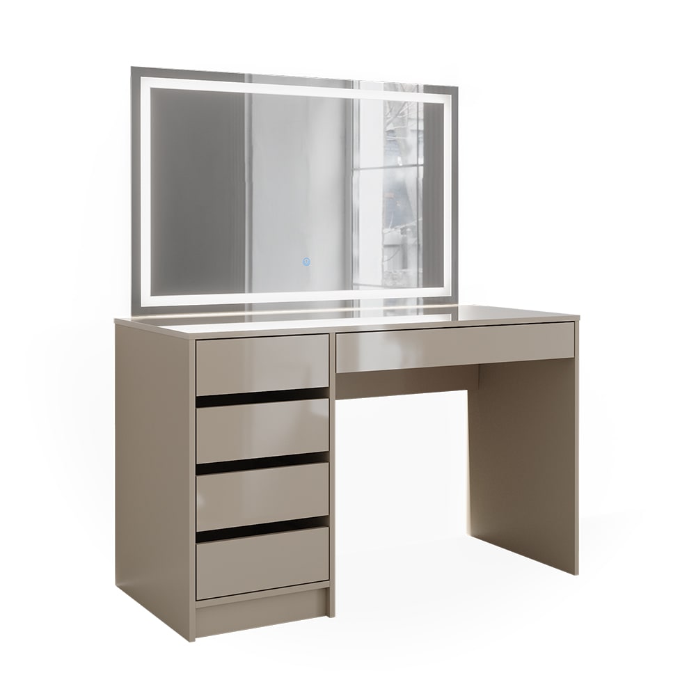 Vicco Coiffeuse Gris brillant 120cm avec miroir LED