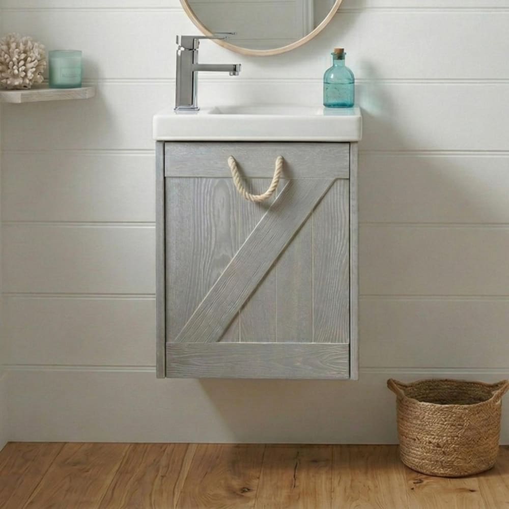 Meuble lave-mains gris bord de mer + robinet MISTRAL