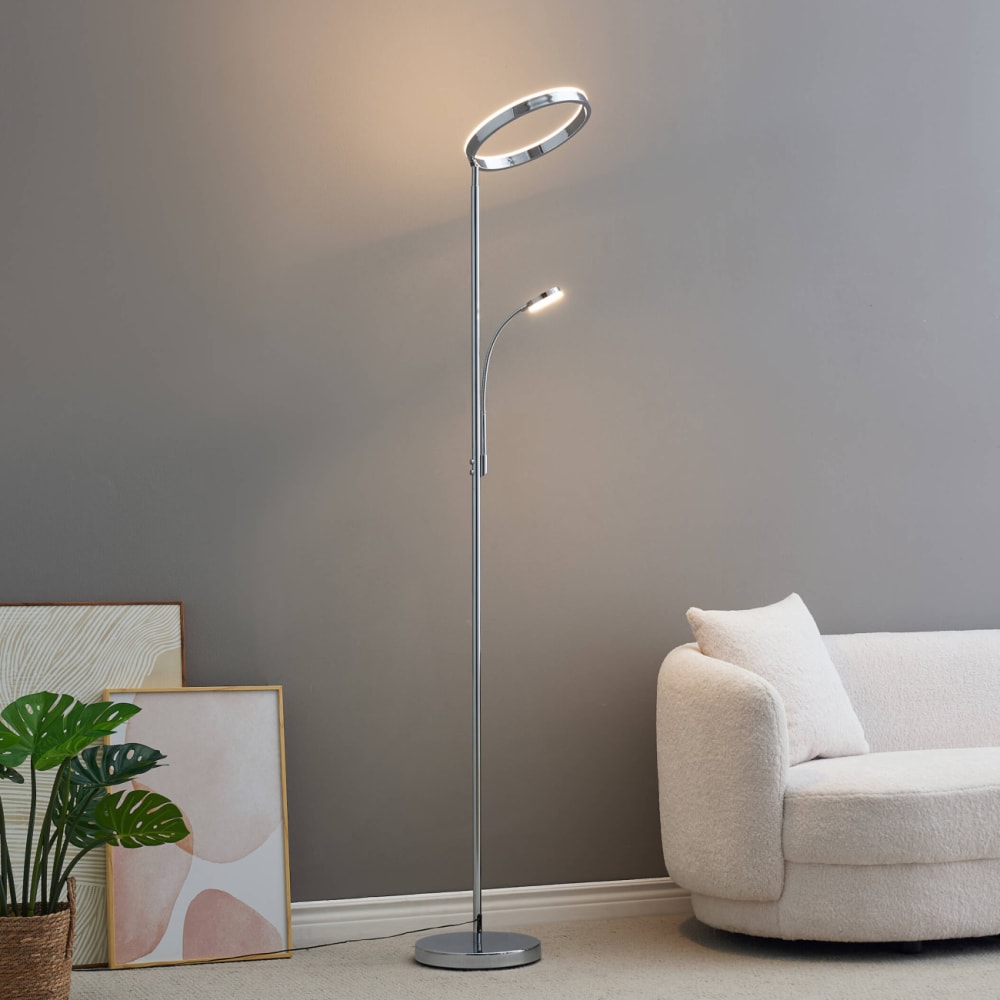 Lampadaire en métal, aluminium et acrylique argenté / chromé 180 cm