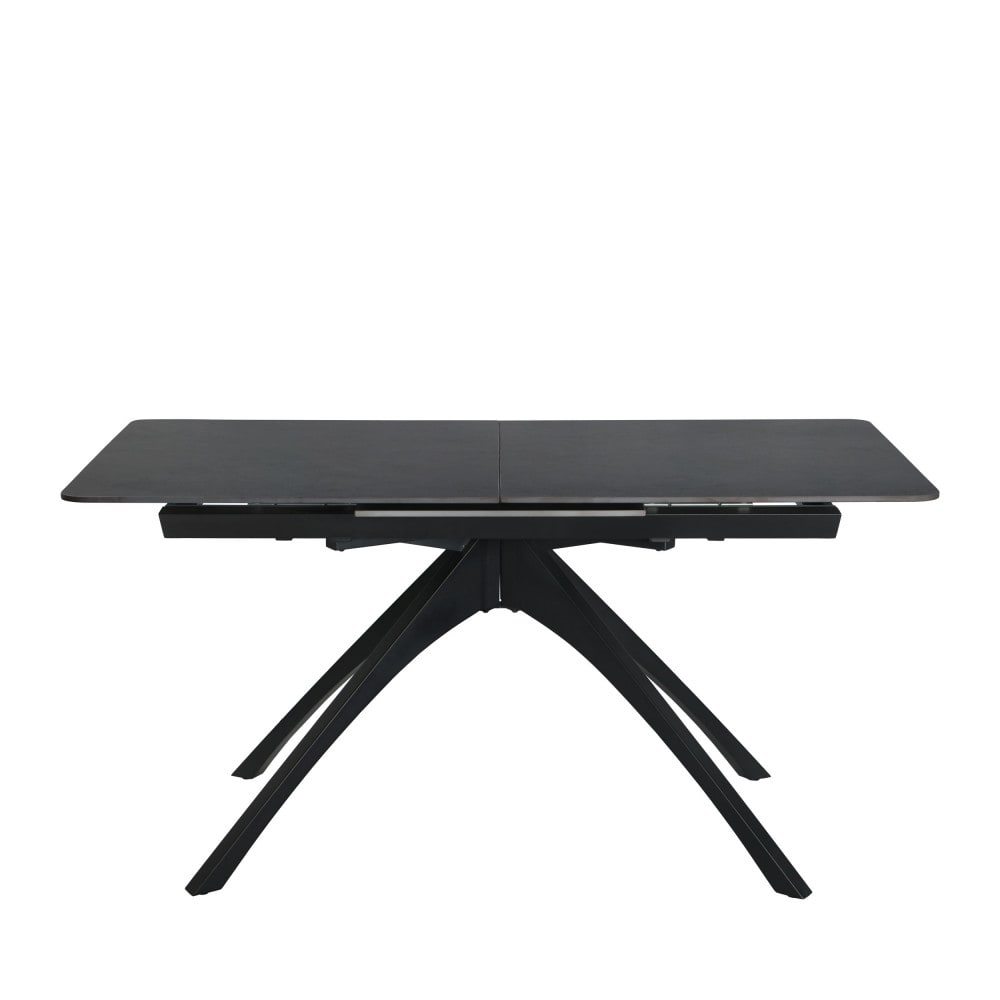 Mystara - Table à manger extensible 6 à 8 personnes en céramique et métal 150-200x85cm - Gris foncé