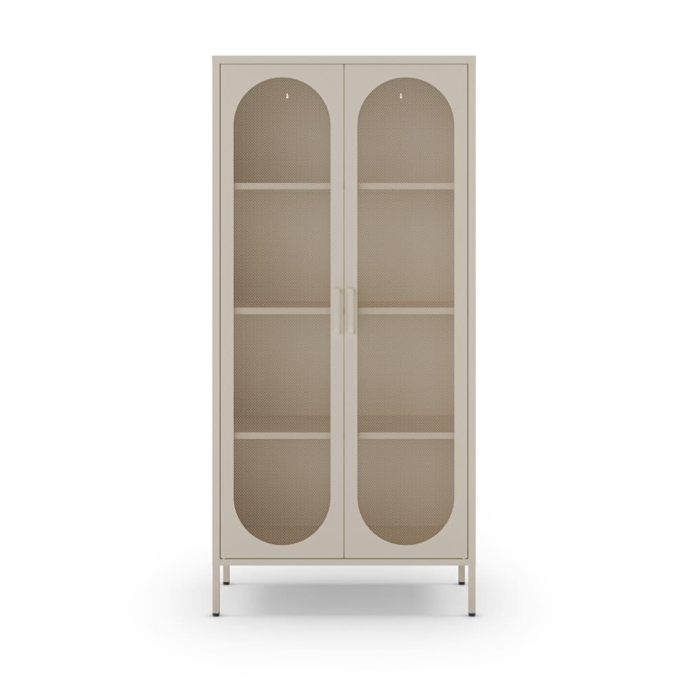 Zio - Vaisselier 2 portes en métal H170cm - Beige