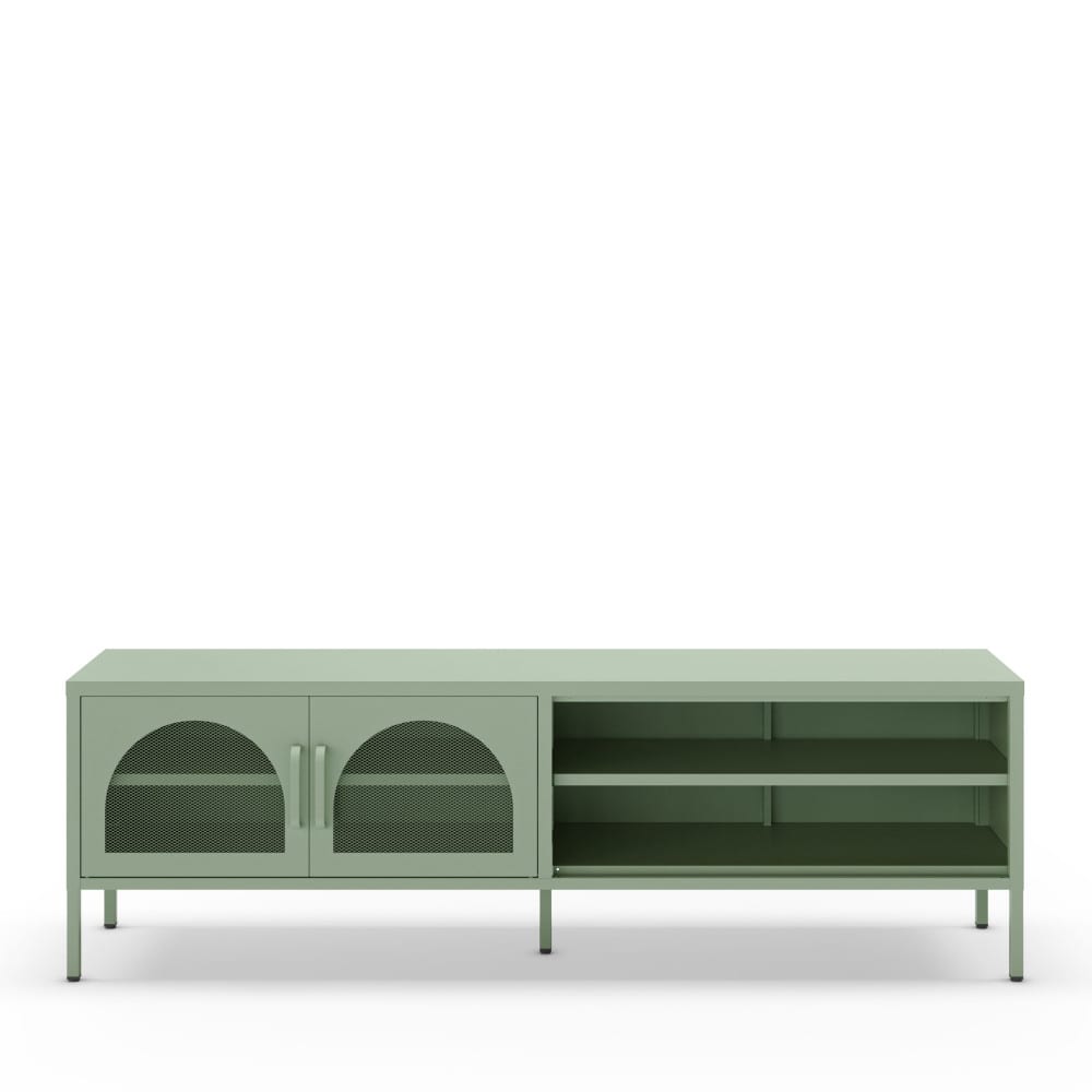 Zio - Meuble TV 2 portes en métal L160cm - Vert menthe