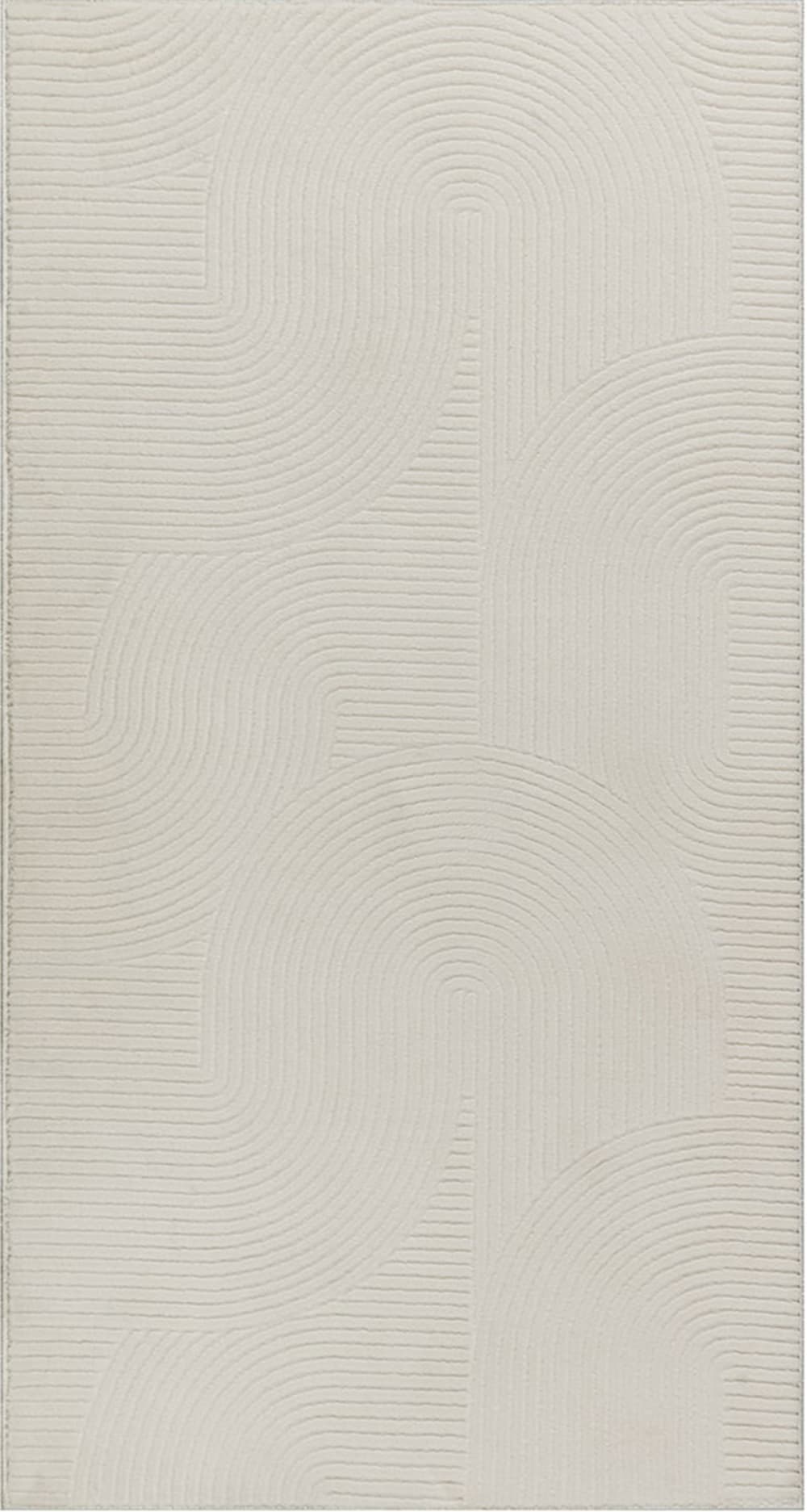 Tapis salon moderne antidérapant effet 3d, crème, 80 x 300 cm