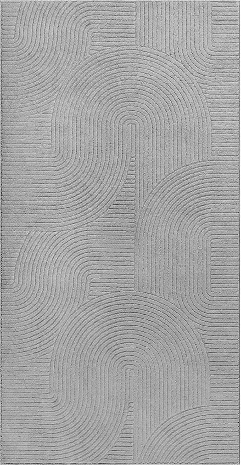 Tapis salon moderne antidérapant effet 3d, gris, 80 x 300 cm