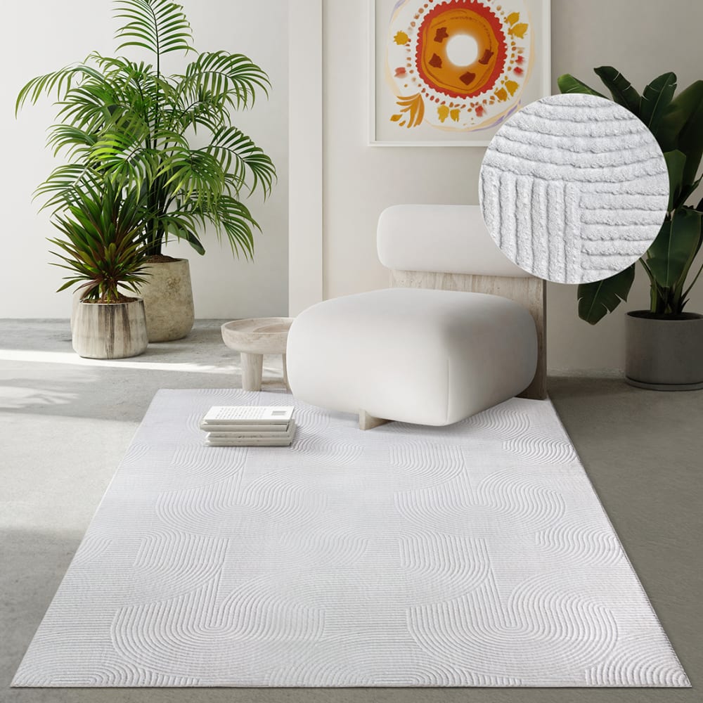 Tapis Rio salon antidérapant arc, Blanc cassé, 120 x 160 cm