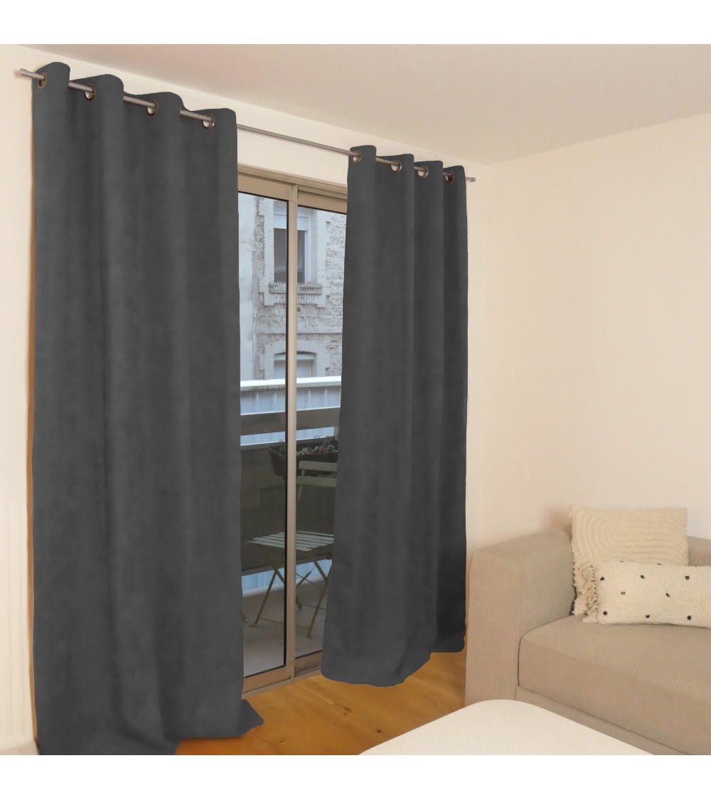 Rideau thermique occultant jacquard 140x260 cm - Anthracite