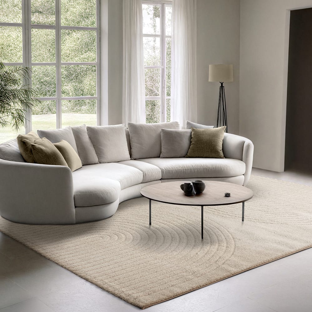 Tapis moderne salon scandinave, beige, 160 x 220 cm