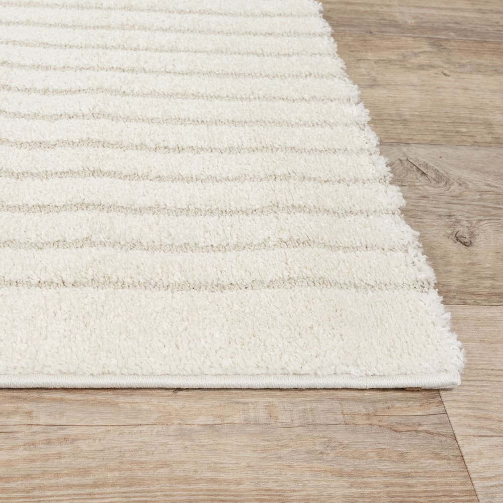 Tapis scandinave moderne salon, crème, 120 cm rond