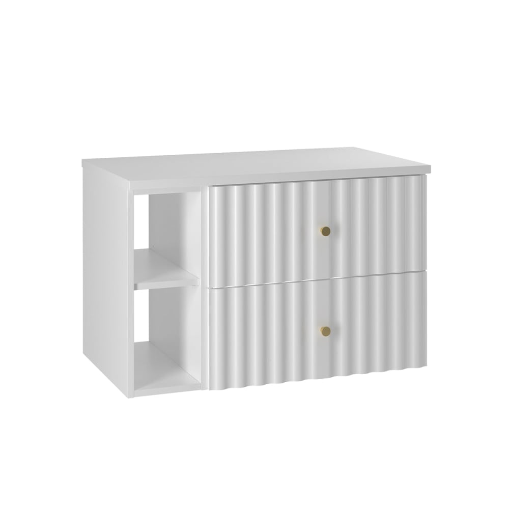 Meuble sous-vasque 80cm 2 niches plan panneaux mélaminé et mdf blanc