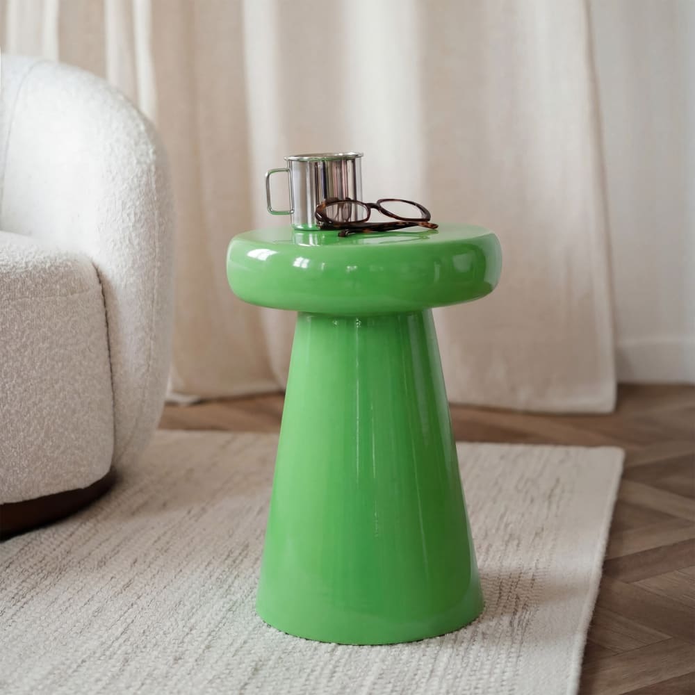 Table d'appoint ronde en métal vert D40 cm - Anouk