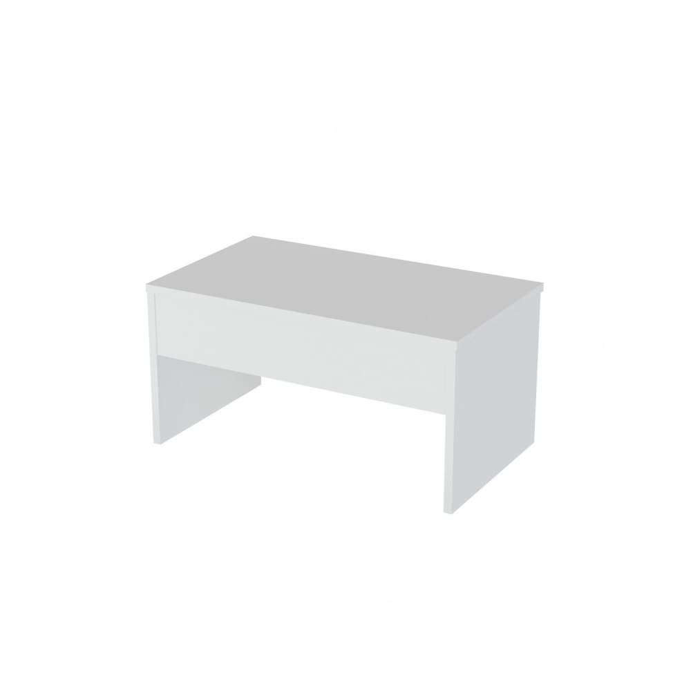 Table basse avec plateau relevable et coffre de rangement Blanc, L. 90 x l. 45 x H. 52 cm