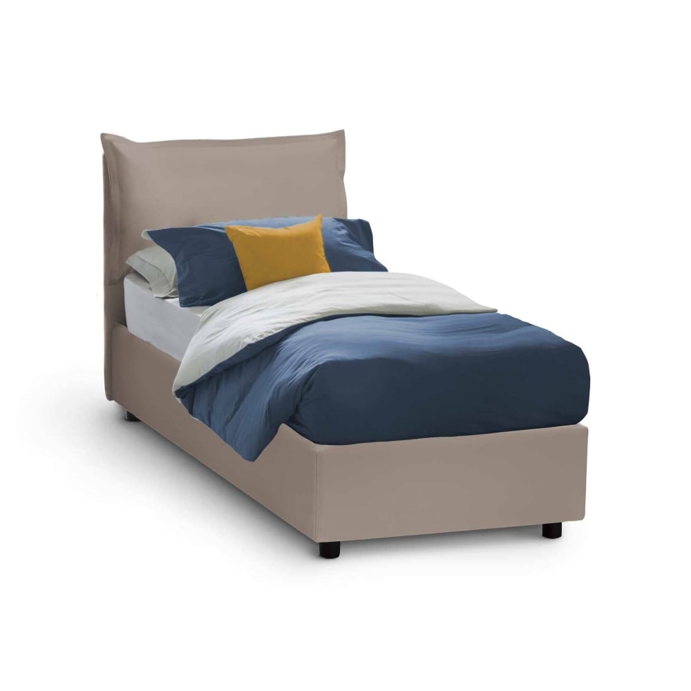 Lit Simple Assoreta, Matelas Inclus Gris Taupe