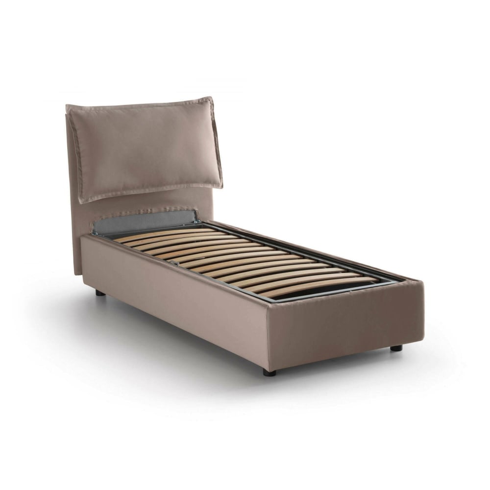Lit simple en tissu tourterelle 80x190 cm