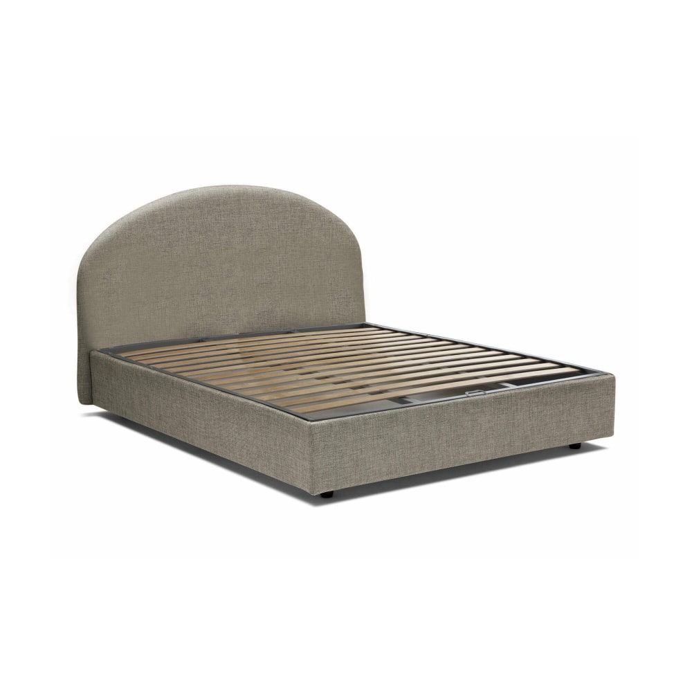 Lit demi-carré en tissu gris tourterelle 120x190 cm