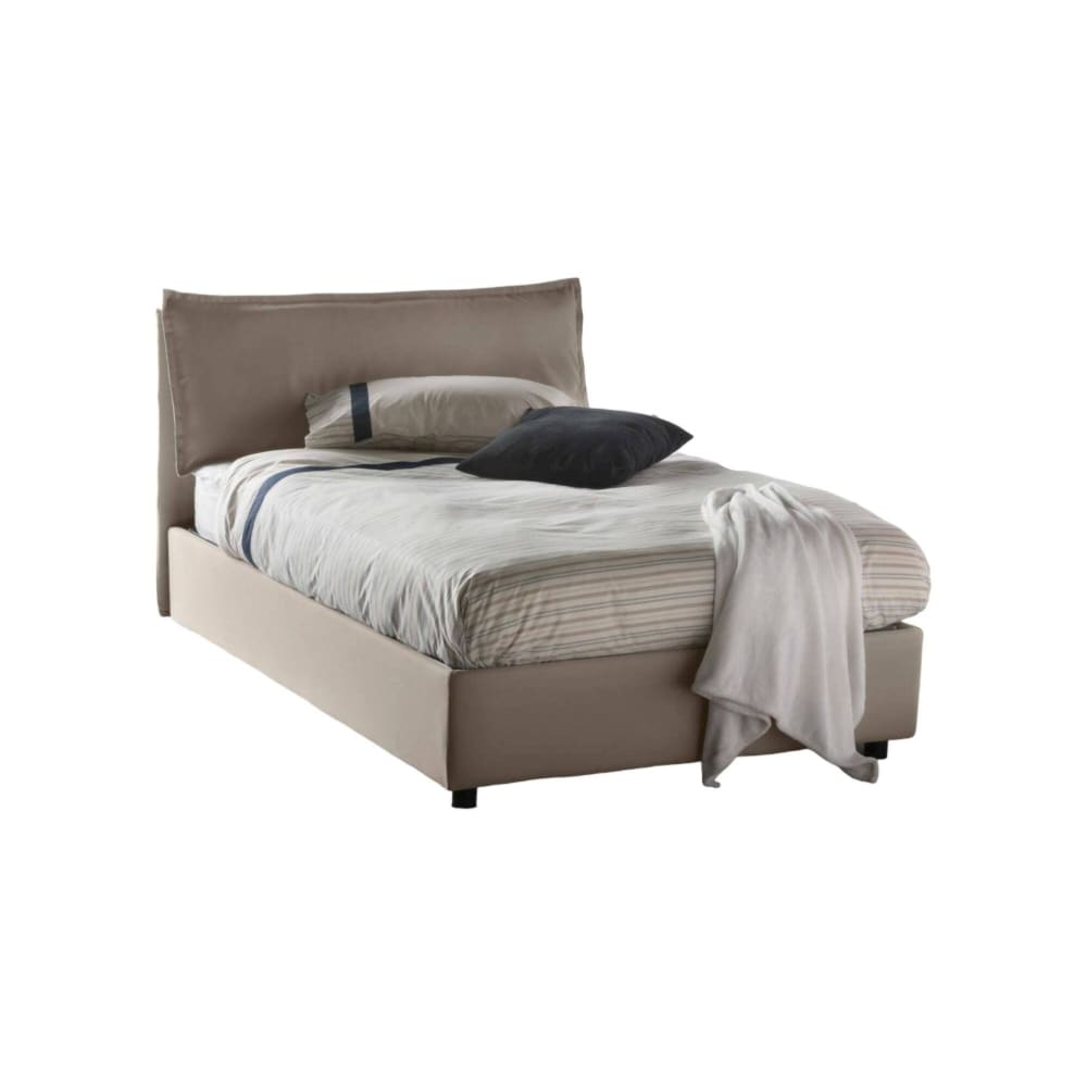 Lit Demi-carré En Tissu Tourterelle 120x190 Cm