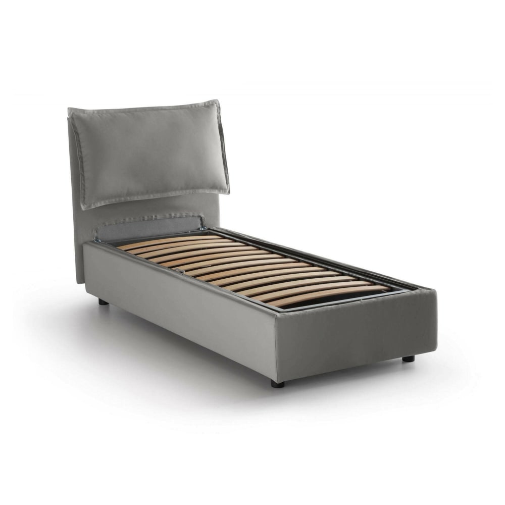 Lit simple Abroghat, déhoussable gris