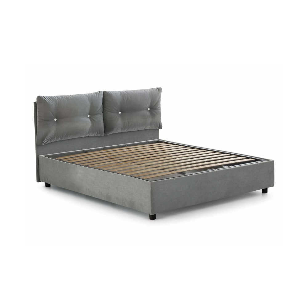 Lit Double Abbaione, Déhoussable Gris