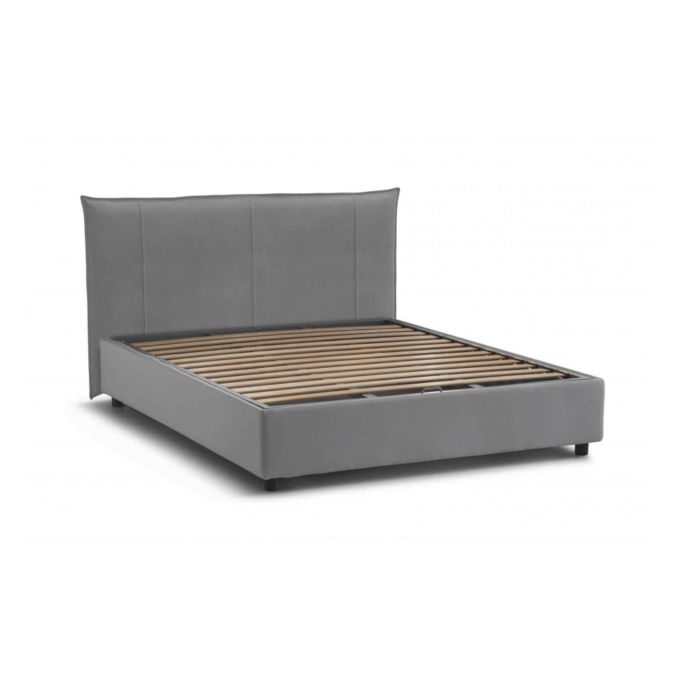 Lit double en tissu gris 160x190 cm