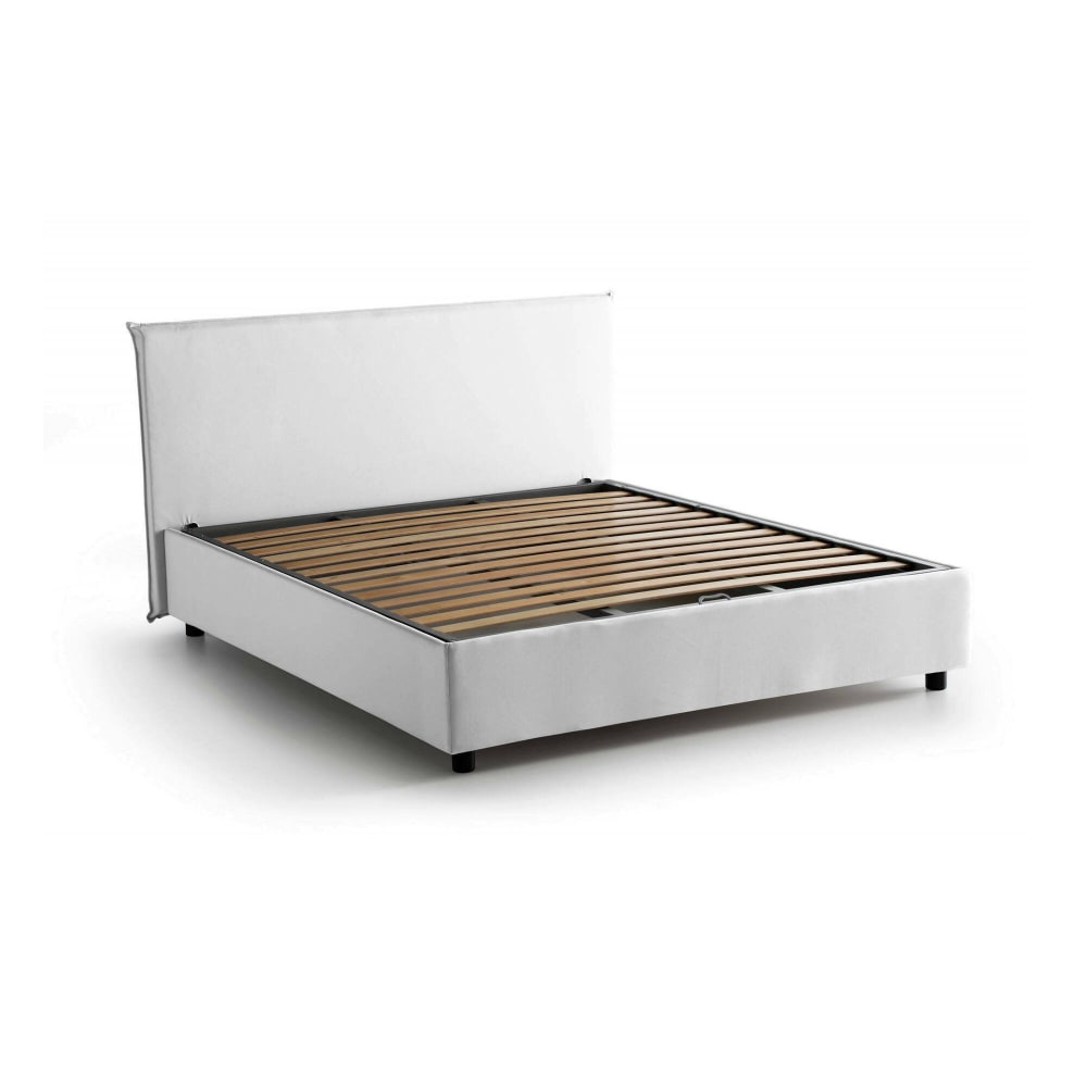 Lit Double Ashlee, Housse Amovible Blanc