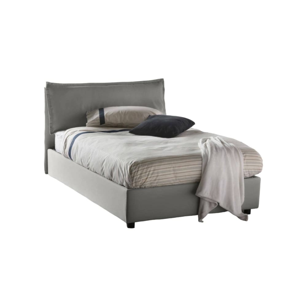 Lit Demi-carré En Tissu Gris 120x190 Cm