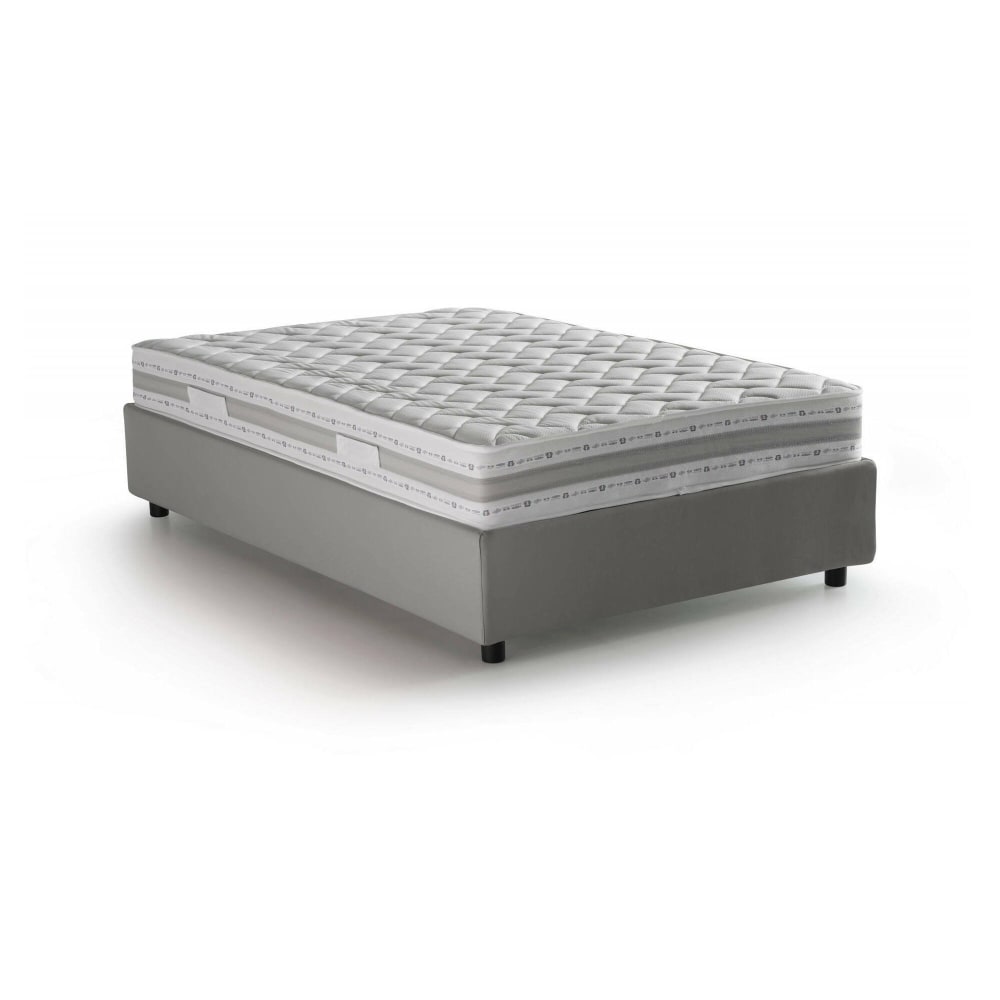 Lit Demi-carré En Tissu Gris 120x190 Cm