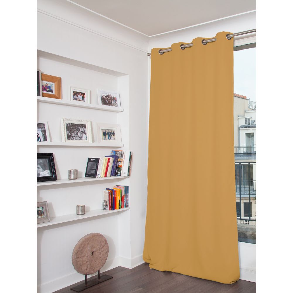 Rideau Occultant Total Velours Oeillets Jaune MC215 135L x 260H