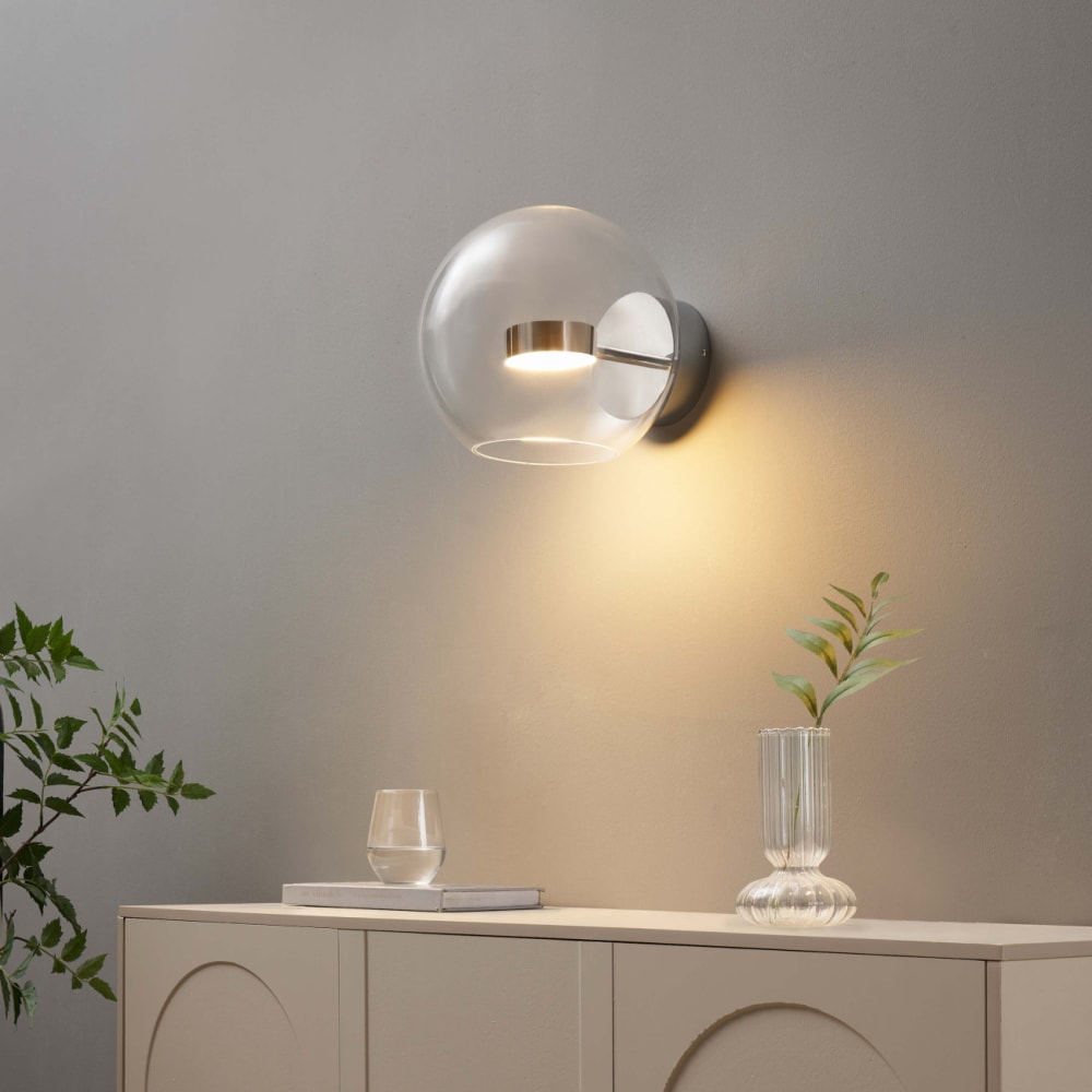 Applique chromée LED boule transparente - Gica