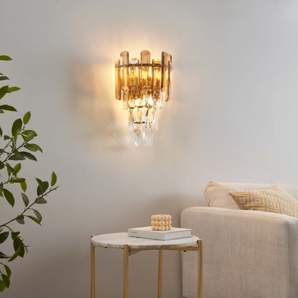 Applique dorée cristal prestige cascade de pampille - Elemia