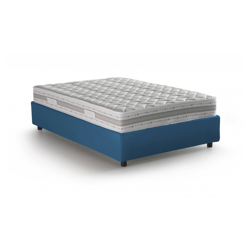 Lit Double Alessander, Matelas Inclus bleu