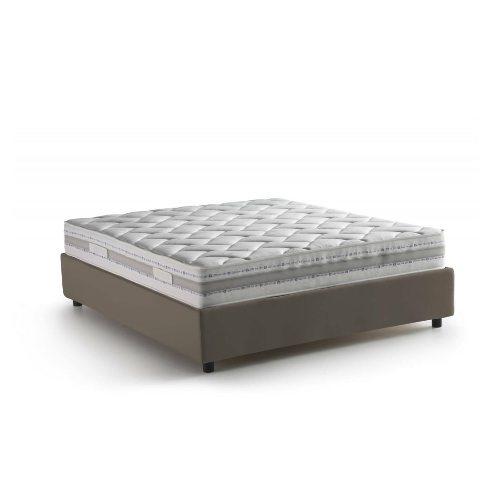 Lit double en similicuir gris tourterelle 160x200 cm