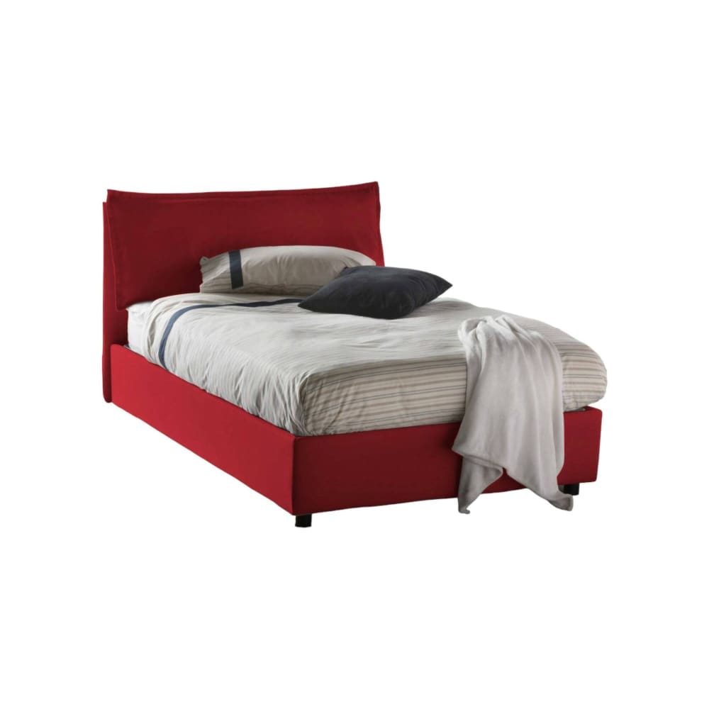 Lit Demi-carré En Tissu Rouge 120x190 Cm