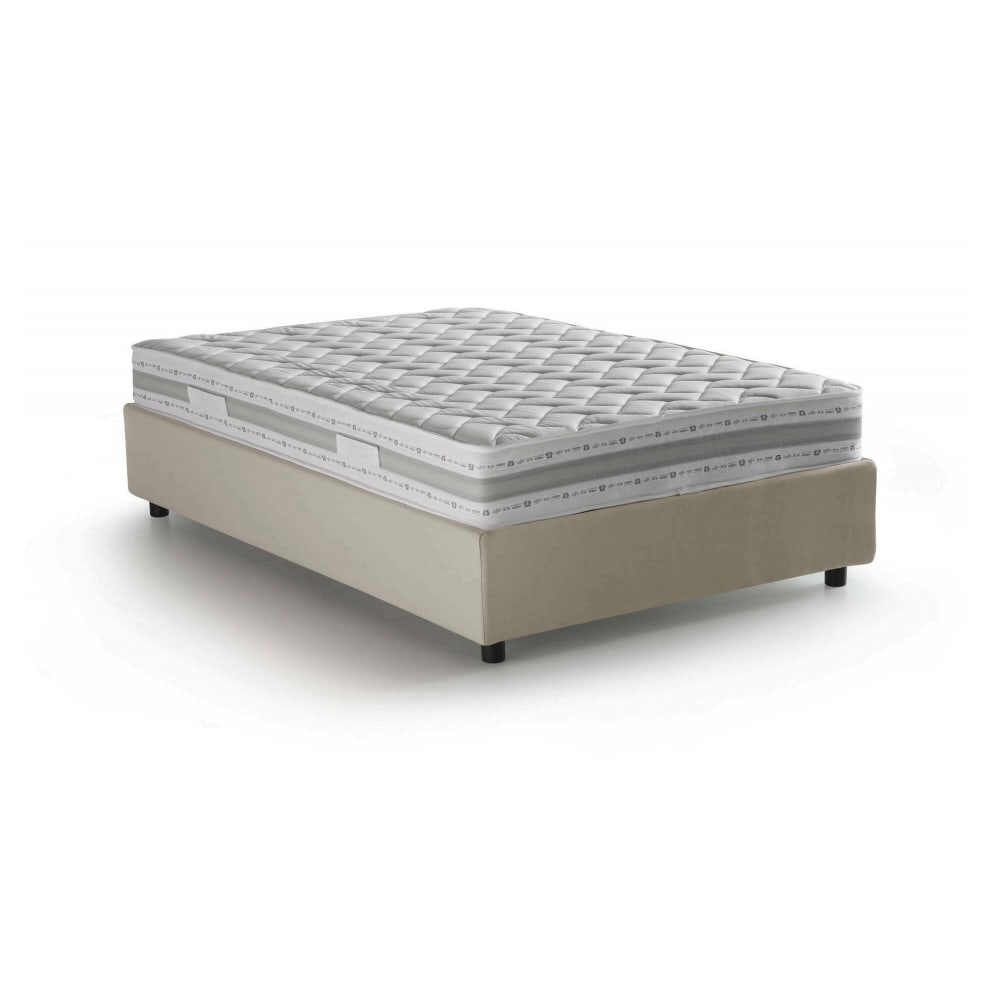 Lit Demi-carré En Tissu Beige 120x190 Cm